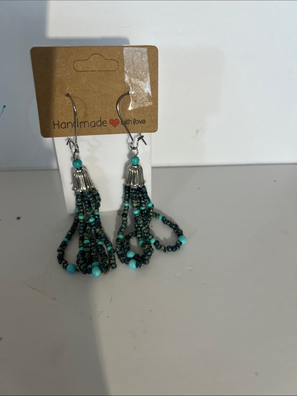 Turquoise mixed glass seed Beaded Tassel Earrings - Women Jewelry